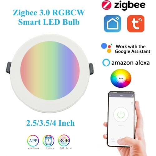 5W/7W/10W Zigbee 3.0 RGBCW Smart LED Bulb Round Lamp for Tuya Smartlife APP Control,Work with Alexa Google Home Smartthings