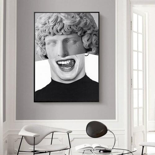Black and White Funny David Head Sculpture Posters Prints Wall Art Canvas Paintings Pictures for Living Room Home Decor No Frame