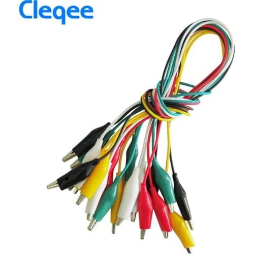 Cleqee P1025 10pcs Alligator Clips Electrical DIY Test Leads Alligator Double-ended Crocodile Clips Roach Clip Test Jumper Wire