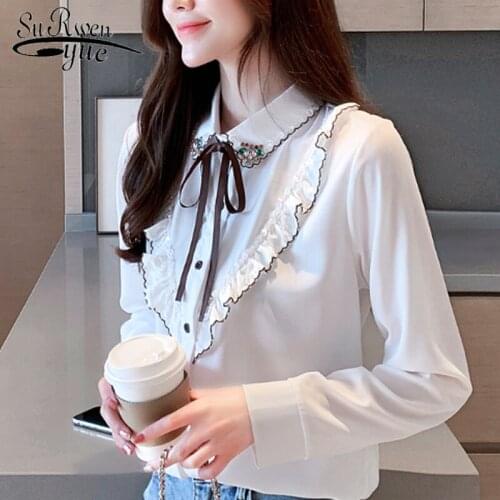 2019 New Arrival Office Lady Female Clothes Women Tops and Blouse Korean Fashion Clothing Solid Long Sleeve Tops 7028 50