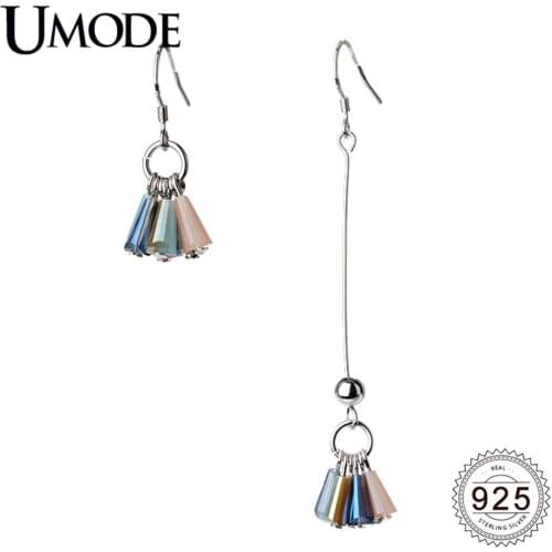 UMODE 2019 New 925 Sterling Silver Fashion Colored Glaze Long Tassel Drop Earrings for Women Party Jewelry Silver 925 ALE0652
