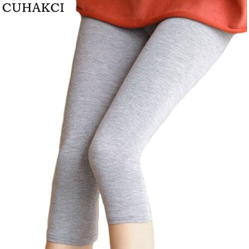 CUHAKCI Women Leggings Stretch Modal High Waist Legging Comfortable Elastic Skinny Pants Sporting Black White Fitness Leggins