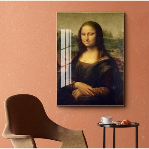 Famous Art Prints For Living Room Cuadros Decor Smile Of Mona Lisa Portrait Canvas Art Painting Reproductions Classical Da Vinci