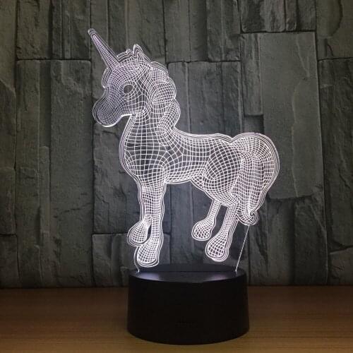 2018 USB 3D Unicorn Shaped Animal Night Light Novelty Marquee Unicorn Children Touch Sensor Light Sleeping Light Light