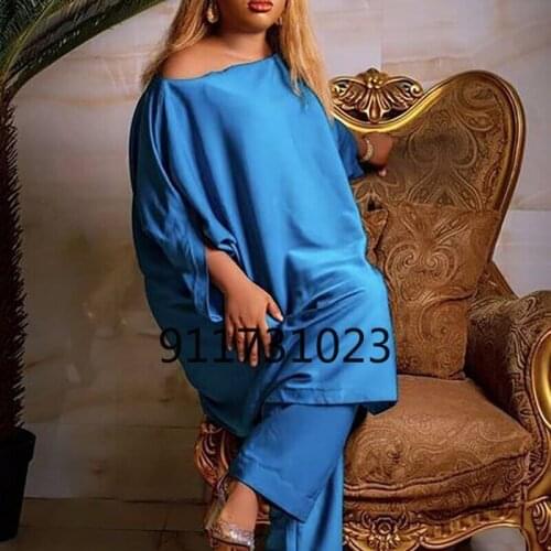 African Clothes for Women 2 Piece Set Women African Dashiki New Fashion Two Piece Suit Long Tops + Wide Pants African Suit