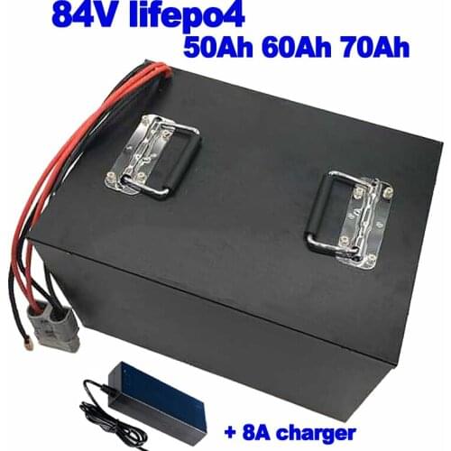 84V 50Ah 60Ah 70Ah Lifepo4 lithium iron phosphate Ebike Battery for forkfife tricycle AGV RV EV yacht smart BMS 5880w+8A charger