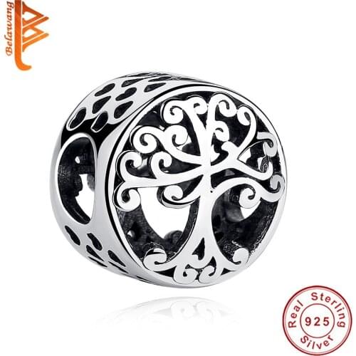BELAWANG Genuine 100% 925 Sterling Silver Life of Tree Beads fit Silver Bracelet DIY Women Jewelry Christmas Charm Gift