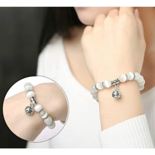 Weight Loss Magnet White Cat Eye Beads Bracelet with Lucky Pendant Therapy Bracelet Anklet Weight Loss Product Health Care