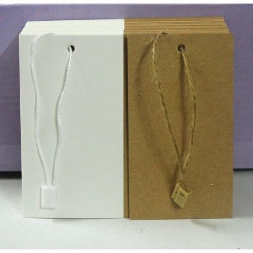 100 pcs Blank Kraft Paper Gift Tags Scallop Label Luggage Wedding Tags 9cmx 5cm+ Hemp String Free shipping