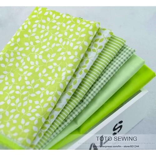 Booskew Cotton Fabric Free Shipping 6 Pieces/lot 45CM*50CM Fresh Green Fat Quaters Quliting Sewing Bedding Cloth Textile W1A4-4