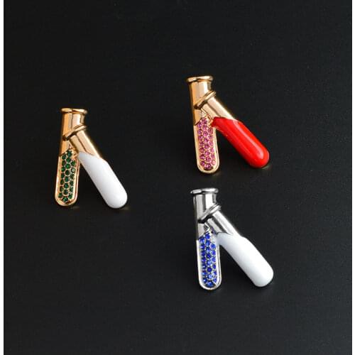 Test Tube Flasks Brooch with Colorful Crystals Medical Scientific Experiment Jewelry Pins Gift for Doctor Nurse Researchers