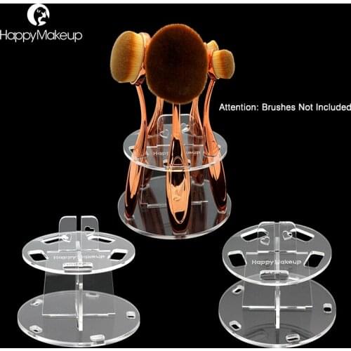 Happy Makeup brush Holder Drying 5 Holes Acrylic Organizer Oval Toothbrush Storage Shelf Tree Brushes Stand Dryer Cosmetic