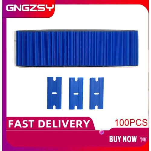 Double-side Razor Scraper Plastic Blade for Car Vinyl Wrap Film Squeegee Window Tint Glue Water Sticker Remover Clean Tool E14B
