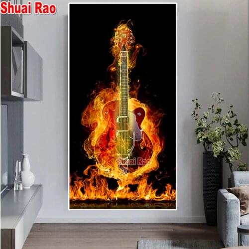 Fire Guitar 5D diy diamond painting cross stitch diamond embroidery mosaic beads picture full square drill Music Enthusiast Gifr