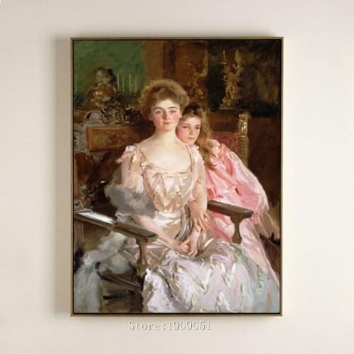 Classical court figures noble mother girl canvas printings oil painting printed on cotton no frame wall art decoration picture