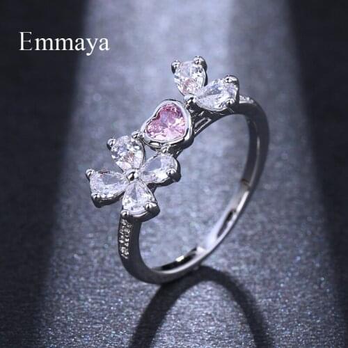 Emmaya Gold Pink Heart Ring Classic Wedding Ring Jewelry Cubic Zircon Rings For Women Bridesmaid Gifts