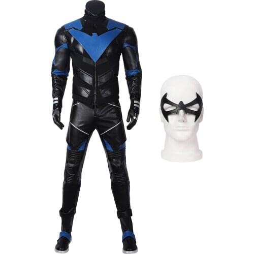 Game Bat Gotham Knights Cosplay Costume Grayson Blue Battle Clothing Halloween Party Outfit Full Sets With Boots