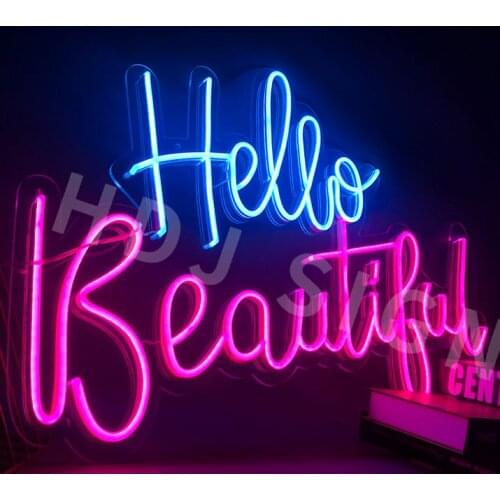 HDJSign Hello beautiful led neon sign custom decoracion display acrylic flex cartel cool light for party gift home wall decor