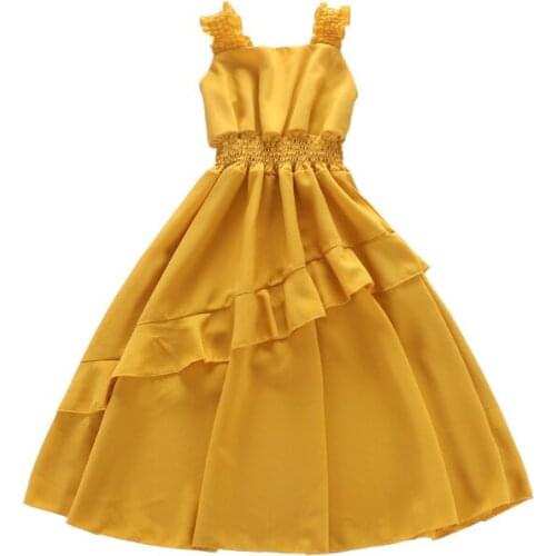 Summer Girls Dresses Girls Fashion Suspenders Chiffon Dress Kids Elegant Princess Dress Party Ball Pageant Dress Outfit