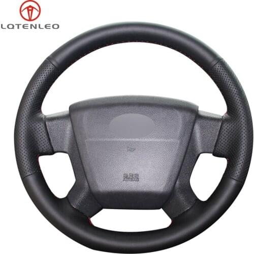 LQTENLEO Black Artificial Leather DIY Hand-stitched Car Steering Wheel Cover For Jeep Compass 2006-2010 Old Patriot 2007-2010
