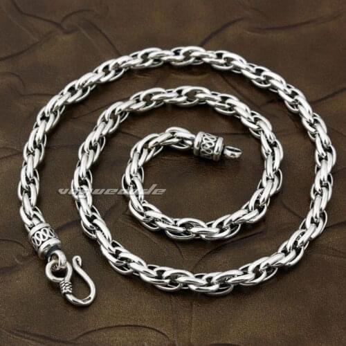 Rocker Fashion Chain Solid 925 Sterling Silver Cool Mens Biker Spiral Type Necklace 8K007