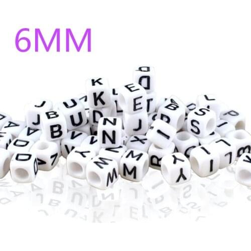 Fashion Alphabet DIY Acrylic Loose Beads For Jewelry Making Cube DIY Loose Beads 6mm From A to Z 100 pieces/lot ZB100