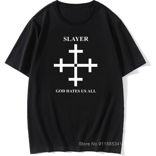 2020 Summer Retro Slayer T Shirt Men God Hates Us All Men T Shirt Metal Rock Band Short Sleeve Cotton T-shirt Men Tops