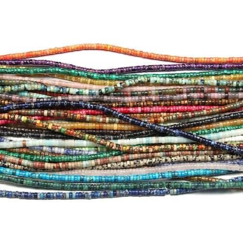 Natural Stone Agates Turquoises lapis lazuli Flat Round Spacer Rondelle Beads Charm DIY Woman Bracelet Necklace Accessories