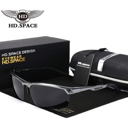 HD Mens Fashion Polarized Sunglasses Semi Rimless Eyewear Al Mg Alloy Driving Glasses Outdoor Gafas Sports Oculos De Sol LD038