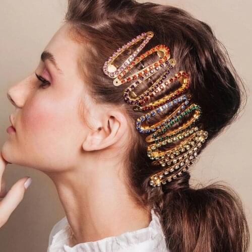 Stonefans Sale Bb Hair Clip Rhinestone for Women Rainbows Crystal Duckbill Headwear Metal Hair Clips Luxury Jewelry Accessories