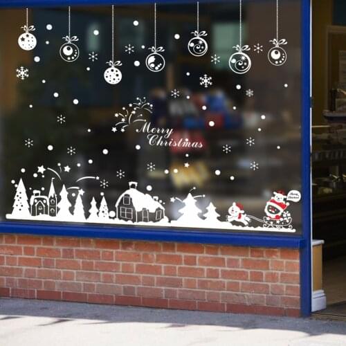 Christmas Snowflakes Christmas Tree Stickers Vinyl DIY Christmas ornaments Wall Decals For Shop glass window Decoration stickers
