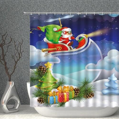 Christmas Bath Curtains Home Decor Winter Snowflake Snowman Santa Claus Bathroom Set With Shower Curtain Waterproof Polyester