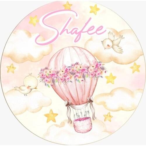Pink Hot Air Balloon Floral Birthday Round Backdrop Banners Photography Custom Newborn 1 Year Background Stand Party Decor