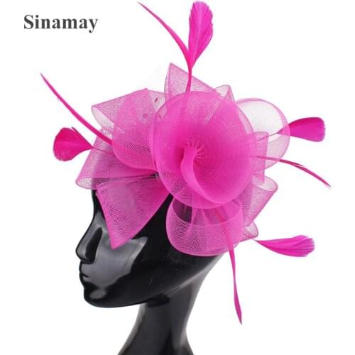 Gorgeous Women Mesh Fascinator Hat Hair Pin Tulle Headwear With Fancy Feather Hair Accessories Hair Pin Flower Handmade Hats