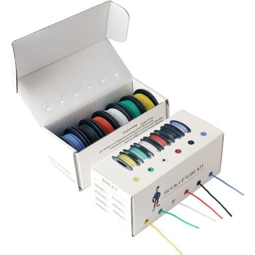 54m/box 177ft Hook-up Stranded Wire 24AWG UL3132 Flexible Silicone Electrical Wire Rubber Insulated Tinned Copper 300V 6 Colors