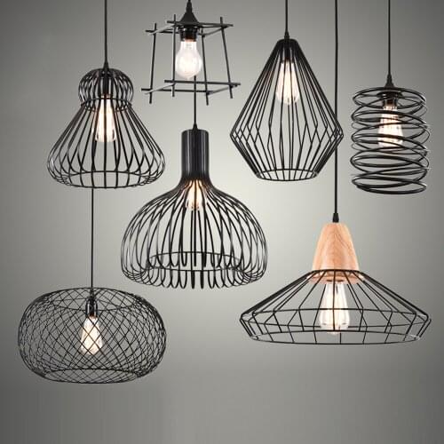 Modern Painted Metal Cage Dining Room Pendant Light Contracted Bedroom Corridor Pendant Lamp Kitchen Balcony Hanging Lighting