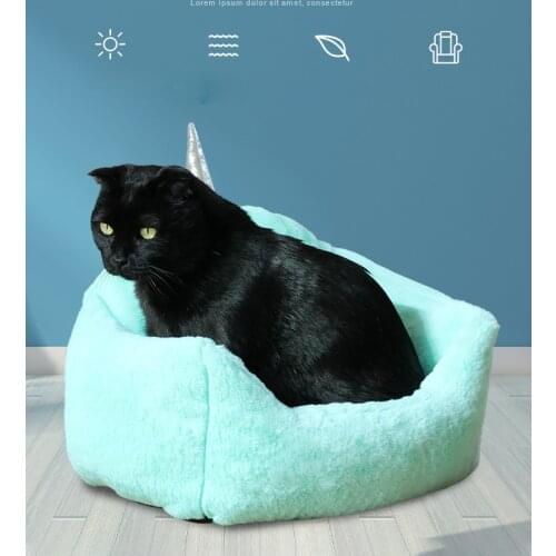Super Soft Plush Winter Warm Dog Bed Basket Unicorns Crown Pet Nest Cute Cozy Kennel Cat Teddy Mat Cushion Puppy Fleece Sofa