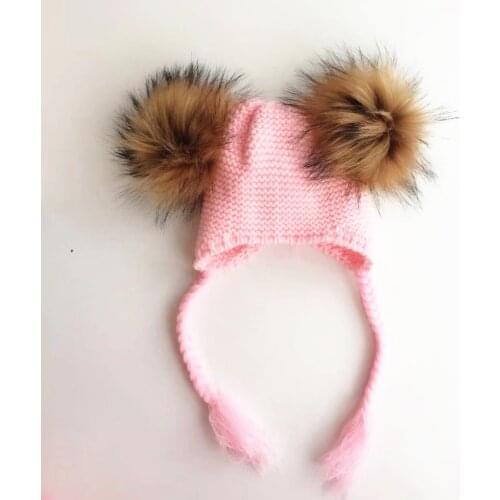 6 months to 3 years Baby Winter Earmuffs Warm Children Winter Hat Knitted Pompom Cotton Baby Warm Hat Cute Girls Boys Winter Hat