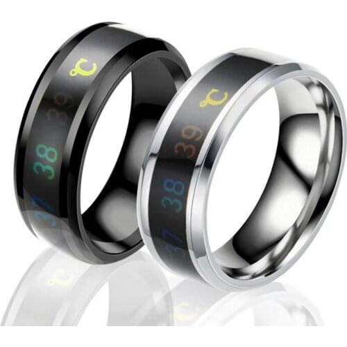 Titanium Steel Temperature Sensitive Rings Women Men Temperature Measurement Intelligent Color Change Temperature Sense Ring