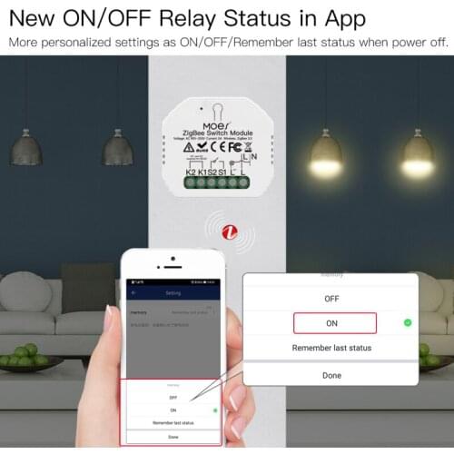 1 Pcs Tuya ZigBee Smart Light Switch Module No Neutral Wire Single Fire Smart Life App Control Works with Alexa Google Home