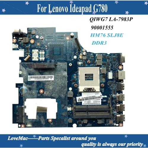 High quality FRU 90001555 for Lenovo Ideapad G780 Laptop Motherboard QIWG7 LA-7983P HM76 SLJ8E DDR3 100% tested