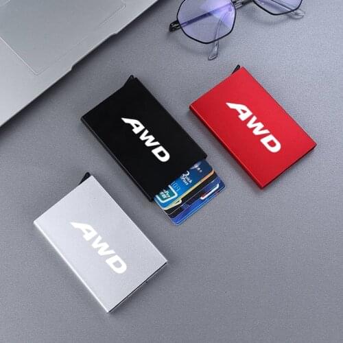 RFID Anti-theft Credit Card Holder Thin ID Card Case Solid Metal Bank Card Wallet For Volvo S60 S90 V40 V50 V60 V90 coche AWD