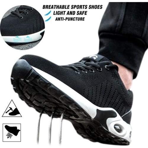 Safety Sneakers Shoes For Men Women Air Cushion Steel Toe Shoes Work Trainers Sneakers Breathable Shoes Zapatillas Mujer