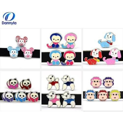 10pcs/lot Cute 8mm Mix Style Animal Slide Charms Fit 8mm Wristband Bracelet LSSC23-160