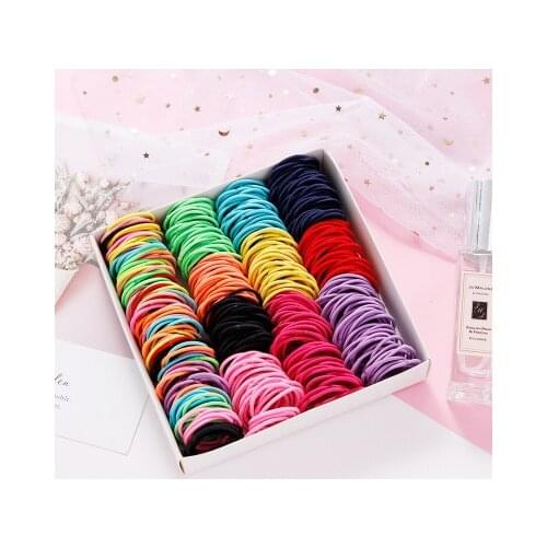 100PCS/Lot Candy Colors Kids Girls Nylon 3CM Rubber Bands Children Safe Elastic Hair Bands Ponytail Holder Kids Hair Accessories