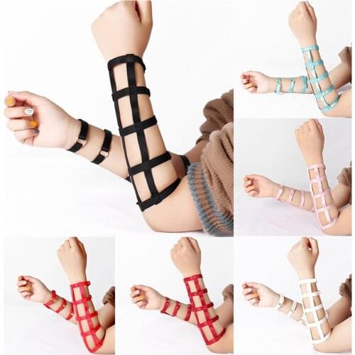 2PC Elastic Bondage Punk Gothic Style Hand Accessories Harness Fashion Erotic Lingerie Womens Underwear Dance Rave Costume