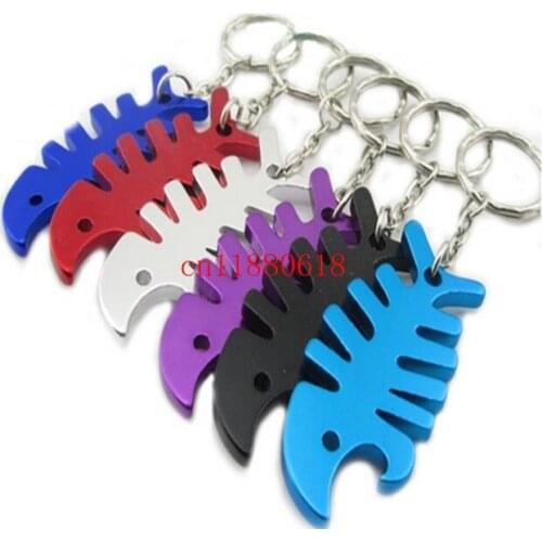 200pcs/lot Free Shipping New Arrival Fish Bone KeyChain Bottle Opener Keyring Key chain Ring Bar Tool Accessories