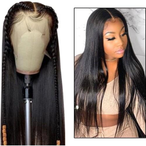 26' Long Straight Glueless Lace Front Wigs Synthetic Pre Plucked Frontal Wig Glueless Hair Wigs Lace Frontal Wigs
