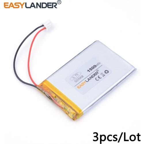 3pcs /Lot XHR-2P 2.54 503968 3.7v lithium Li ion polymer rechargeable battery 1500mAh mp3 MP4 MP5 E-book tablet pc DVR toys