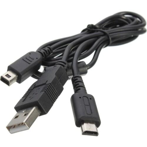 400pcs/lot 2 in1 USB Data Power Cable Cord Charging Cables For Nintendo For ND SL For ND Si LL For 3DS For 3DSXL High quality